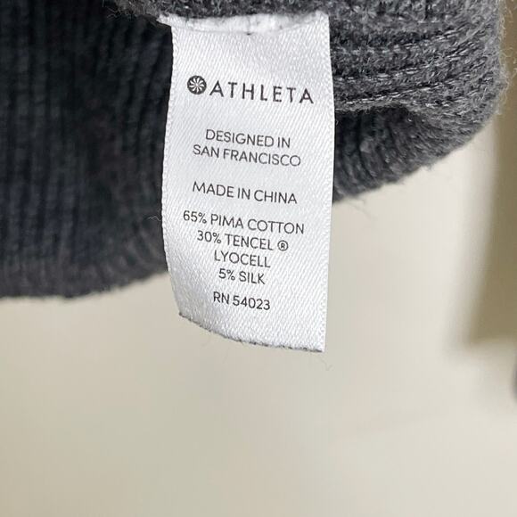 Athleta Small Rest Day Asymmetrical Sweater Gray Ribbed Pima Cotton Lyocell Silk - Picture 9 of 11